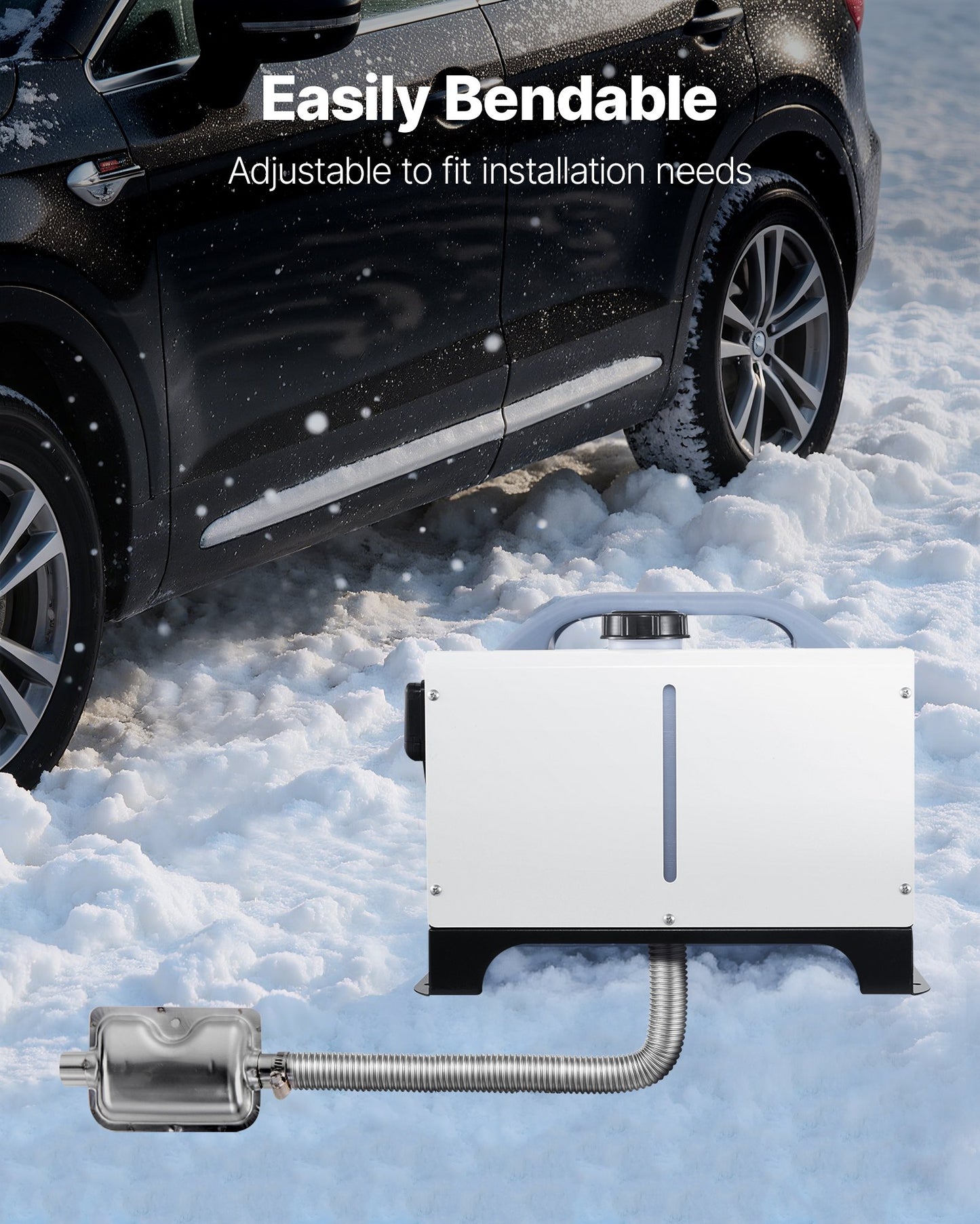 Abgasschlauch, 1980 mm Edelstahl-Abgasschlauch, flexibles Abgasrohr für Dieselheizungen mit 2 Schlauchschellen, Abgasschlauch-Set, Zubehör für Dieselheizungen mit 2 kW, 5 kW und 8 kW