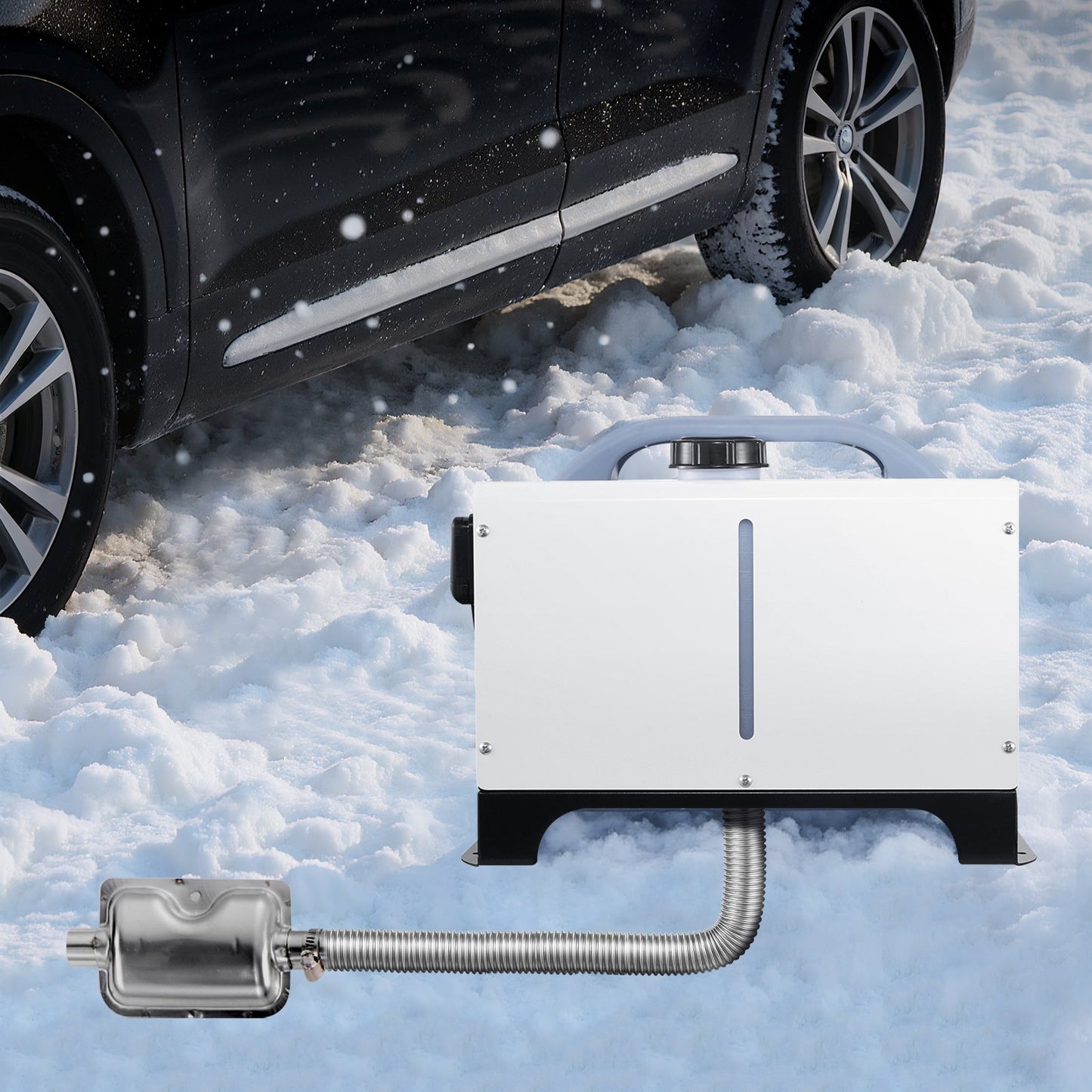 Abgasschlauch, 1980 mm Edelstahl-Abgasschlauch, flexibles Abgasrohr für Dieselheizungen mit 2 Schlauchschellen, Abgasschlauch-Set, Zubehör für Dieselheizungen mit 2 kW, 5 kW und 8 kW