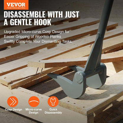 Palettenbrecher, 127 cm Griff, 907,2 kg Tragkraft, Q235 Kohlenstoffstahl, Hochleistungs-Deckabbrecher, Abbruchwerkzeug für Holzpaletten, Brechstange zum effizienten und mühelosen Entfernen von Dielen