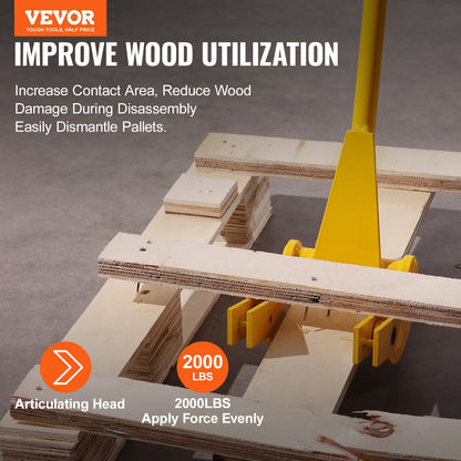 Pallet Buster, 104.1 cm Handle, 907.2 kg Weight Capacity, Q235 Carbon Steel, Heavy Duty Deck Wrecker Demolition Wood Pallet Tool Breaker Pry Bar Puller for Efficient and Effortless Board Removal