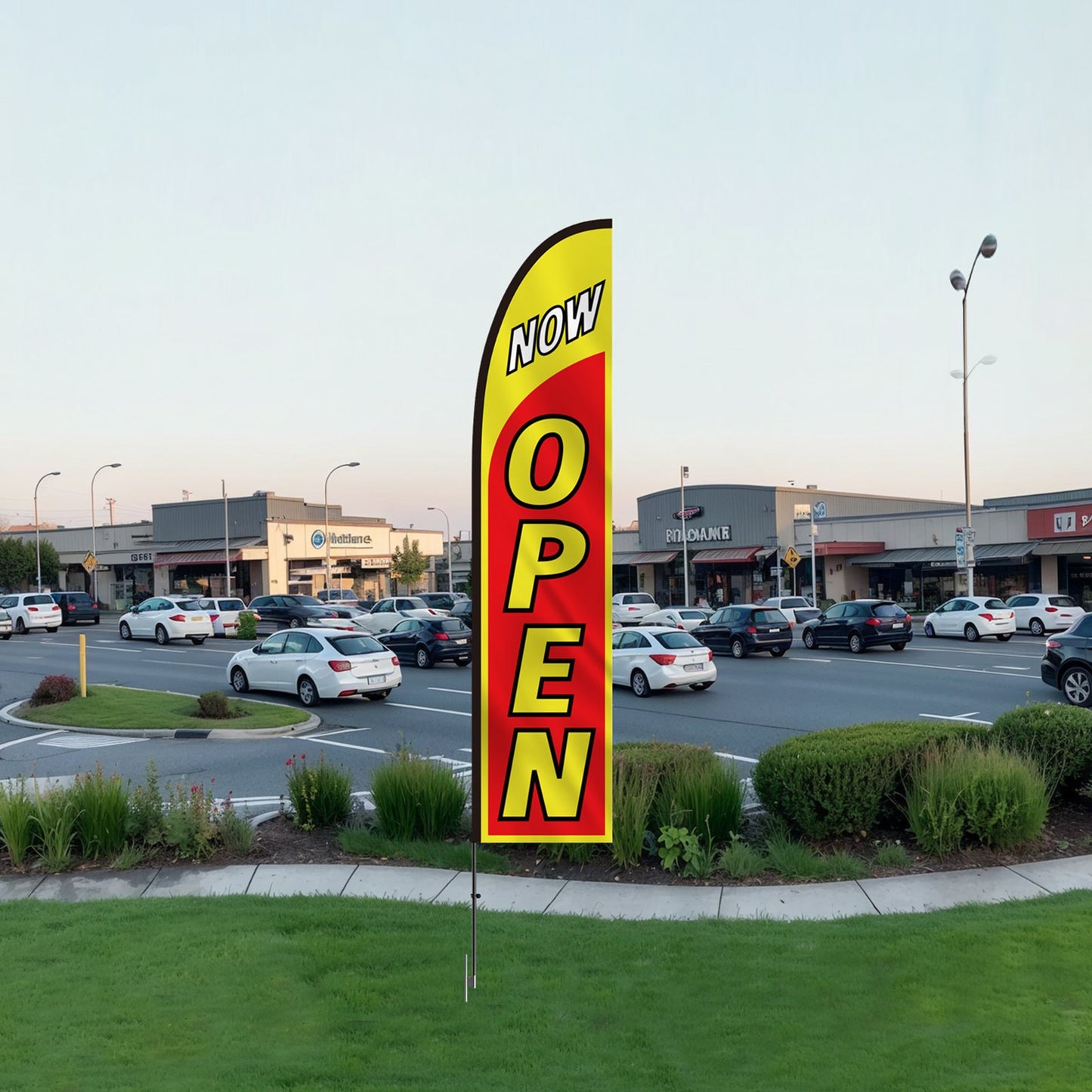 Open Flag with Pole Kit, Advertising Flag for Business Outside, Advertising Feather Flag Kit, Includes 1 Banner Flag, 1 Pole, 1 Ground Stake, Open Signs Swooper Flag for Businesses 16.3 FT