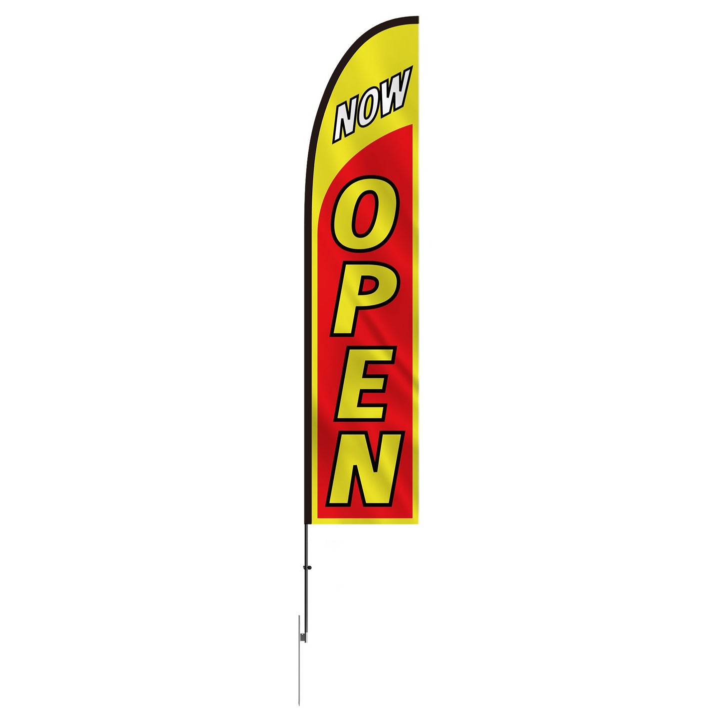 Open Flag with Pole Kit, Advertising Flag for Business Outside, Advertising Feather Flag Kit, Includes 1 Banner Flag, 1 Pole, 1 Ground Stake, Open Signs Swooper Flag for Businesses 16.3 FT