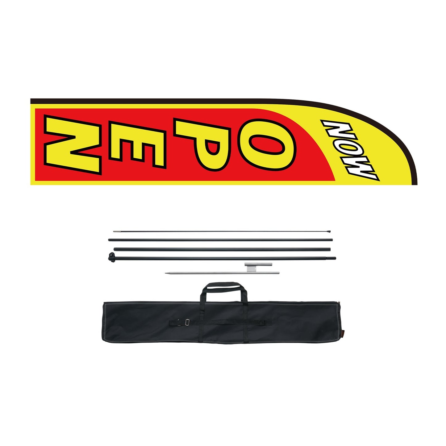 Open Flag with Pole Kit, Advertising Flag for Business Outside, Advertising Feather Flag Kit, Includes 1 Banner Flag, 1 Pole, 1 Ground Stake, Open Signs Swooper Flag for Businesses 16.3 FT