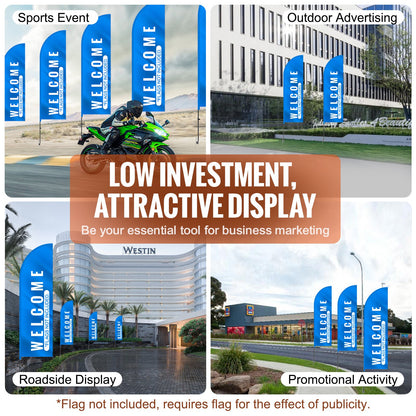 Feather Flag Pole Kit, 2 Packs Swooper Flag Pole 12.7 ft, Sign Flag Poles for Business Advertising Flags Outdoor, with Ground Stakes and A Carrying Bag (Flag Not Included)