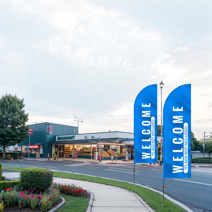 Feather Flag Pole Kit, 2 Packs Swooper Flag Pole 12.7 ft, Sign Flag Poles for Business Advertising Flags Outdoor, with Ground Stakes and A Carrying Bag (Flag Not Included)