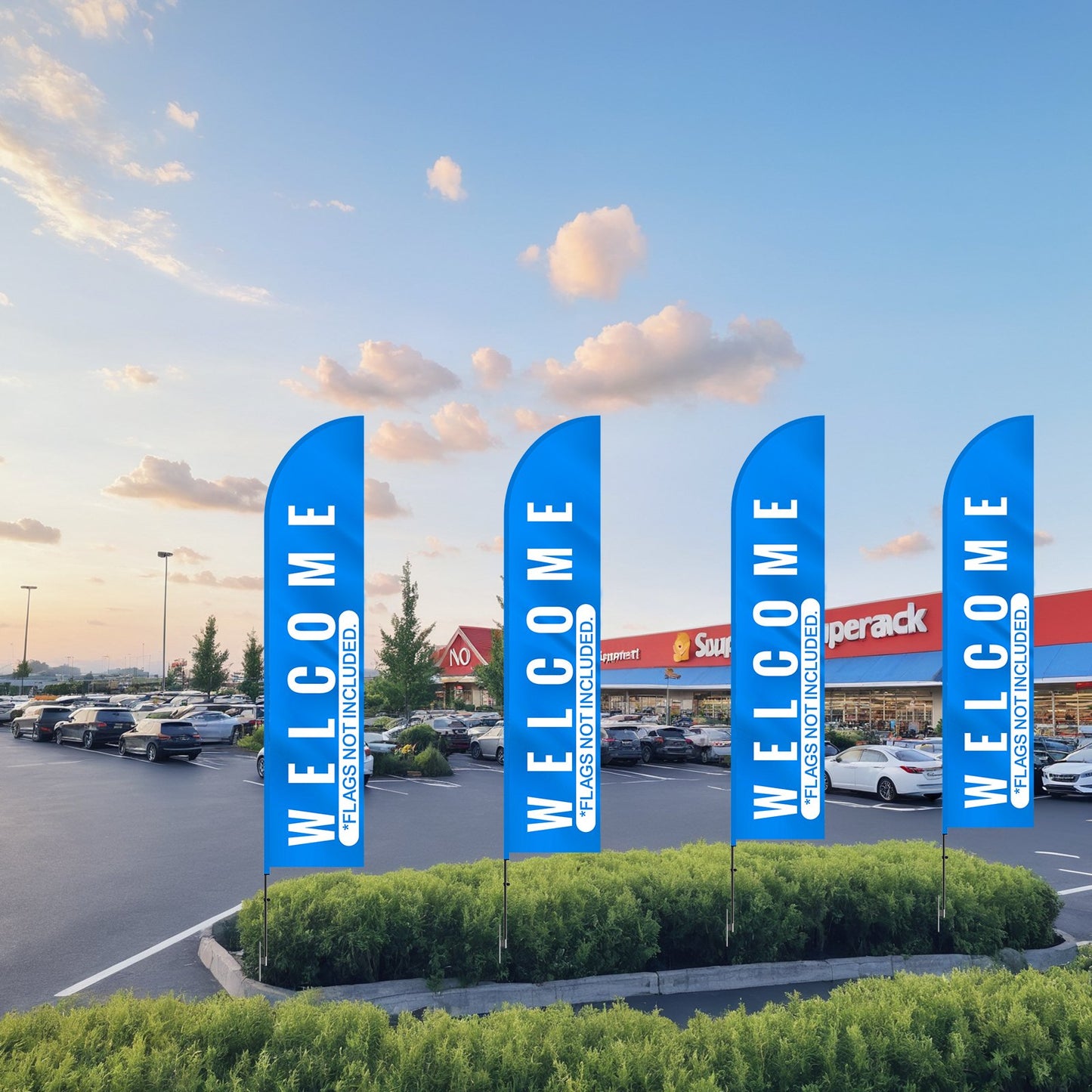 Feather Flag Pole Kit, 2 Packs Swooper Flag Pole 16.3 ft, Sign Flag Poles for Business Advertising Flags Outdoor, with Ground Stakes and A Carrying Bag (Flag Not Included)