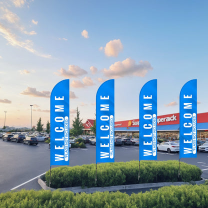 Feather Flag Pole Kit, 2 Packs Swooper Flag Pole 16.3 ft, Sign Flag Poles for Business Advertising Flags Outdoor, with Ground Stakes and A Carrying Bag (Flag Not Included)