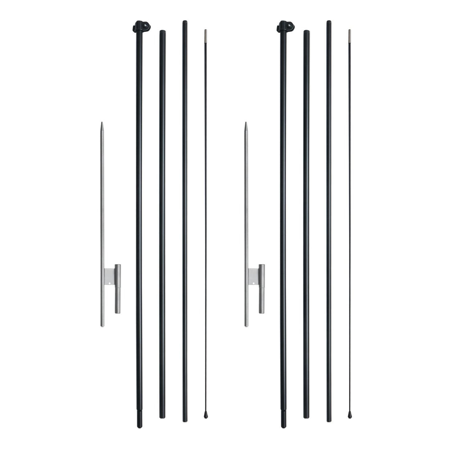 Feather Flag Pole Kit, 2 Packs Swooper Flag Pole 16.3 ft, Sign Flag Poles for Business Advertising Flags Outdoor, with Ground Stakes and A Carrying Bag (Flag Not Included)