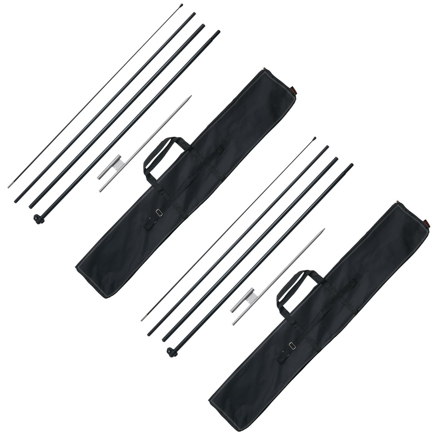 Feather Flag Pole Kit, 2 Packs Swooper Flag Pole 16.3 ft, Sign Flag Poles for Business Advertising Flags Outdoor, with Ground Stakes and A Carrying Bag (Flag Not Included)