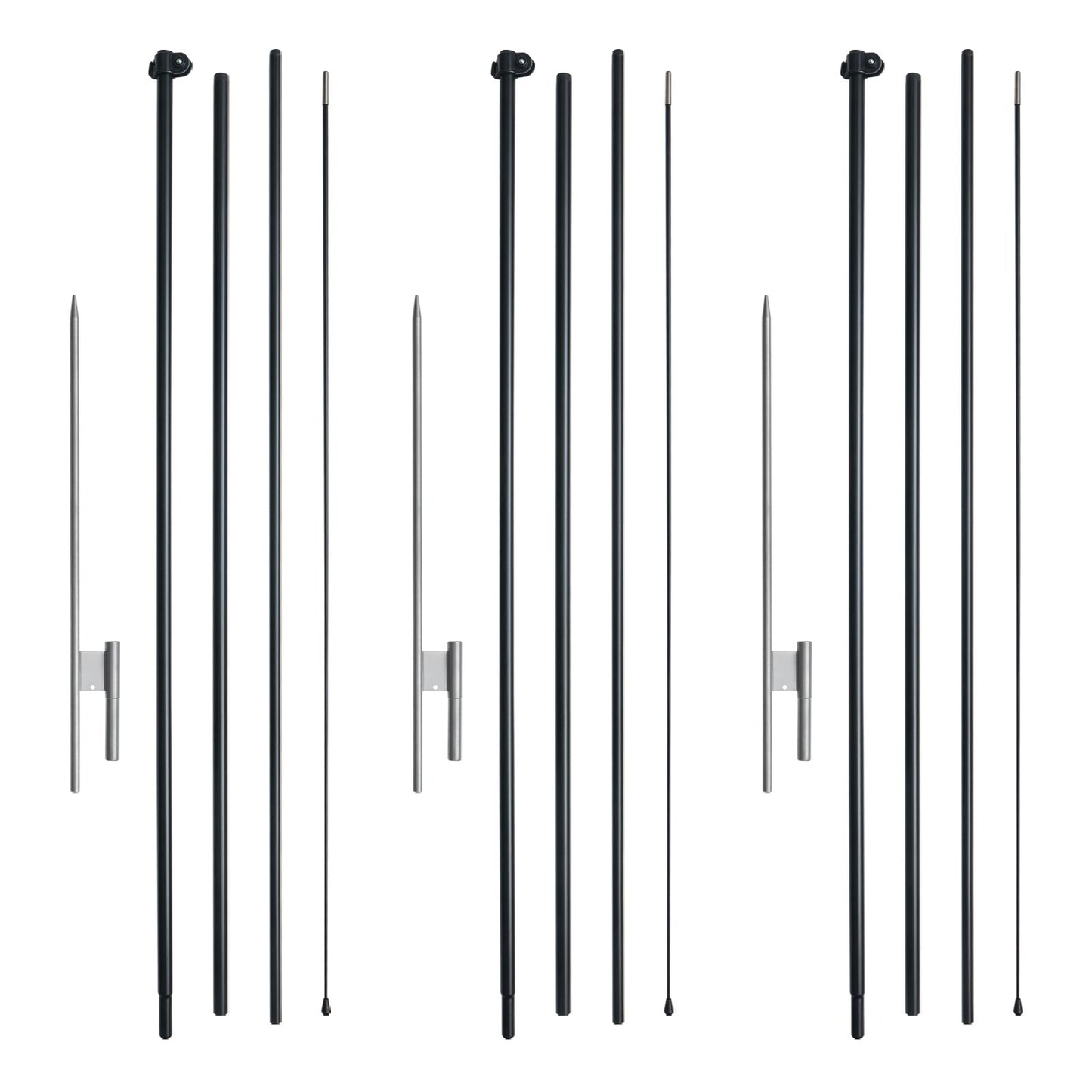 Feather Flag Pole Kit, 3 Packs Swooper Flag Pole 16.3 ft, Sign Flag Poles for Business Advertising Flags Outdoor, with Ground Stakes and A Carrying Bag (Flag Not Included)