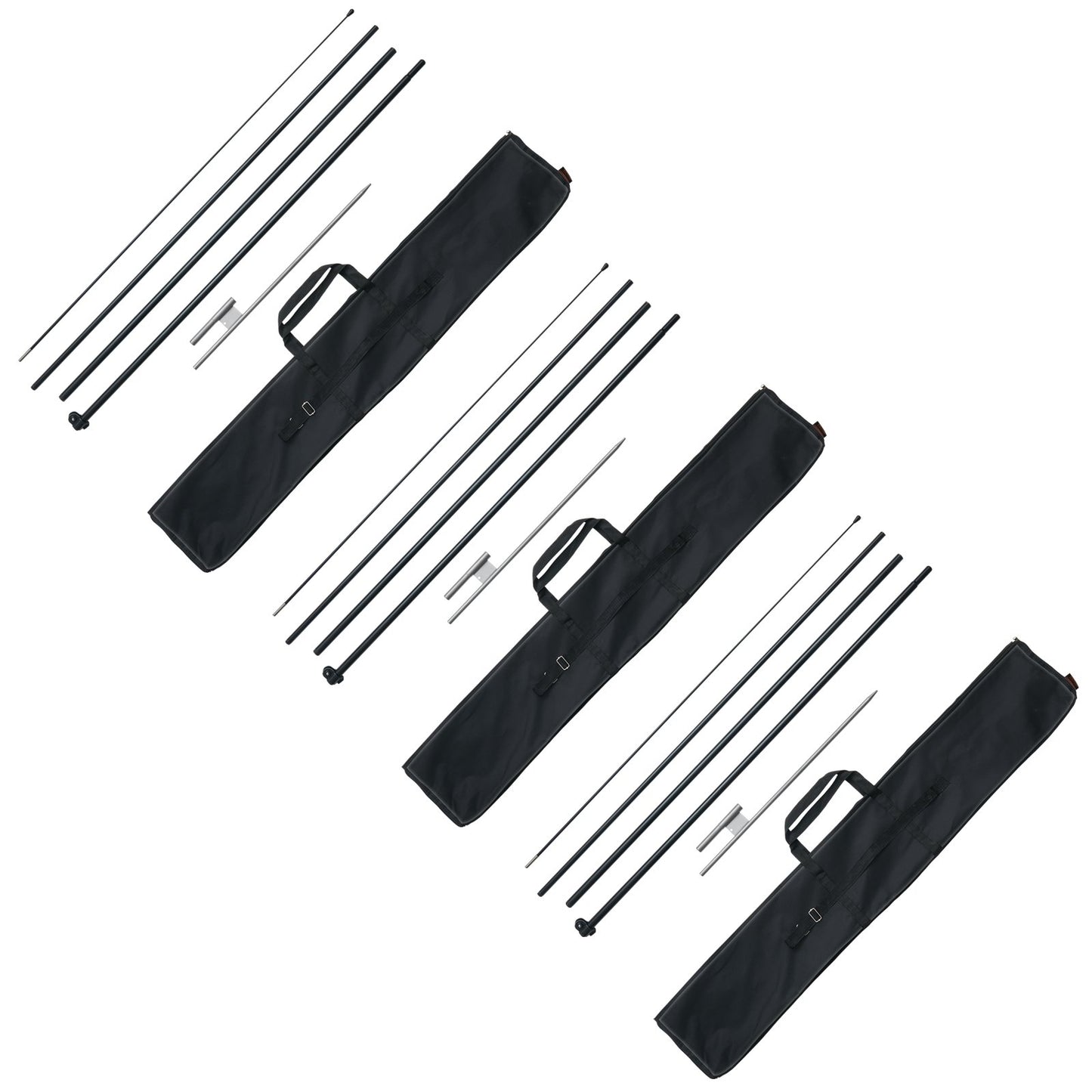 Feather Flag Pole Kit, 3 Packs Swooper Flag Pole 16.3 ft, Sign Flag Poles for Business Advertising Flags Outdoor, with Ground Stakes and A Carrying Bag (Flag Not Included)