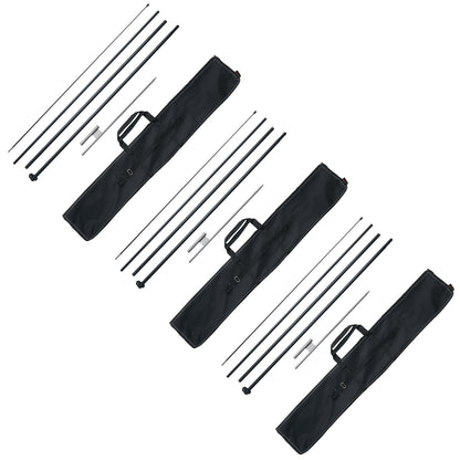 Feather Flag Pole Kit, 3 Packs Swooper Flag Pole 16.3 ft, Sign Flag Poles for Business Advertising Flags Outdoor, with Ground Stakes and A Carrying Bag (Flag Not Included)