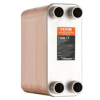 Wärmetauscher, 5" x 12", 100 Platten, gelöteter Plattenwärmetauscher, Kupfer/316L Edelstahl, Wasser-Wasser-Wärmetauscher für Fußbodenheizung, Warmwasserbereitung, Schneeschmelze, Bierkühlung
