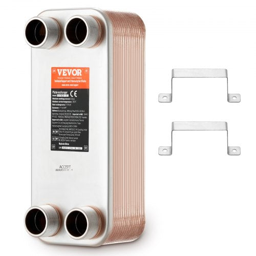 Heat Exchanger, 5"x 12" 30 Plates Brazed Plate Heat Exchanger, Copper/316L Stainless Steel Water To Water Heat Exchanger For Floor Heating, Water Heating, Snow Melting, Beer Cooling