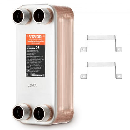 Heat Exchanger, 5"x 12" 30 Plates Brazed Plate Heat Exchanger, Copper/316L Stainless Steel Water To Water Heat Exchanger For Floor Heating, Water Heating, Snow Melting, Beer Cooling