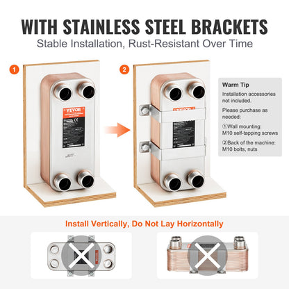 Heat Exchanger, 5"x 12" 30 Plates Brazed Plate Heat Exchanger, Copper/316L Stainless Steel Water To Water Heat Exchanger For Floor Heating, Water Heating, Snow Melting, Beer Cooling