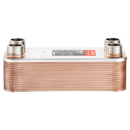 Heat Exchanger, 5"x 12" 30 Plates Brazed Plate Heat Exchanger, Copper/316L Stainless Steel Water To Water Heat Exchanger For Floor Heating, Water Heating, Snow Melting, Beer Cooling