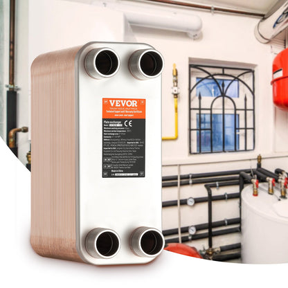 Heat Exchanger, 5"x 12" 80 Plates Brazed Plate Heat Exchanger, Copper/316L Stainless Steel Water To Water Heat Exchanger For Floor Heating, Water Heating, Snow Melting, Beer Cooling