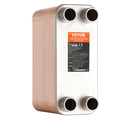 Heat Exchanger, 5"x 12" 80 Plates Brazed Plate Heat Exchanger, Copper/316L Stainless Steel Water To Water Heat Exchanger For Floor Heating, Water Heating, Snow Melting, Beer Cooling