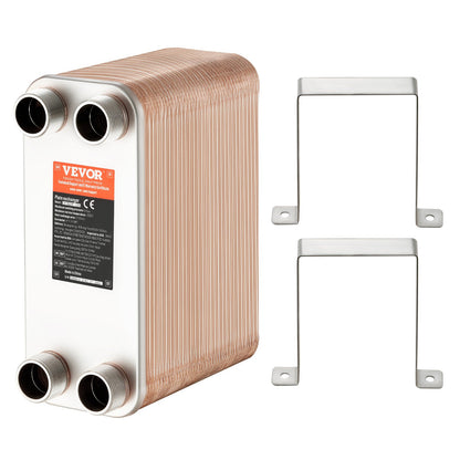 Heat Exchanger, 5"x 12" 80 Plates Brazed Plate Heat Exchanger, Copper/316L Stainless Steel Water To Water Heat Exchanger For Floor Heating, Water Heating, Snow Melting, Beer Cooling