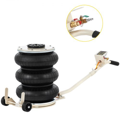 5 Ton/4999.9 kg Pneumatic Jack Triple Bag Air Jack Lifting Height 16.5-40.6 cm Inflatable Car Jack Lifter Pneumatic Air Jack 4999.9 kg Capacity Extremely Fast Lifting