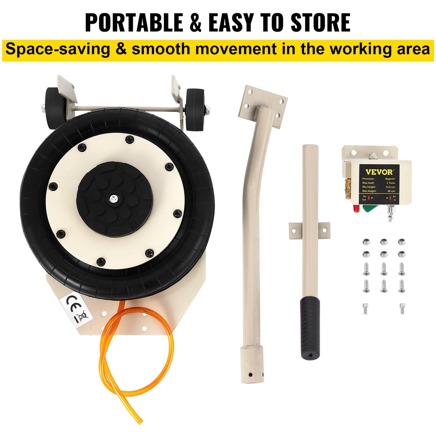 5 Ton/4999.9 kg Pneumatic Jack Triple Bag Air Jack Lifting Height 16.5-40.6 cm Inflatable Car Jack Lifter Pneumatic Air Jack 4999.9 kg Capacity Extremely Fast Lifting