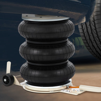 5 Ton/4999.9 kg Pneumatic Jack Triple Bag Air Jack Lifting Height 16.5-40.6 cm Inflatable Car Jack Lifter Pneumatic Air Jack 4999.9 kg Capacity Extremely Fast Lifting