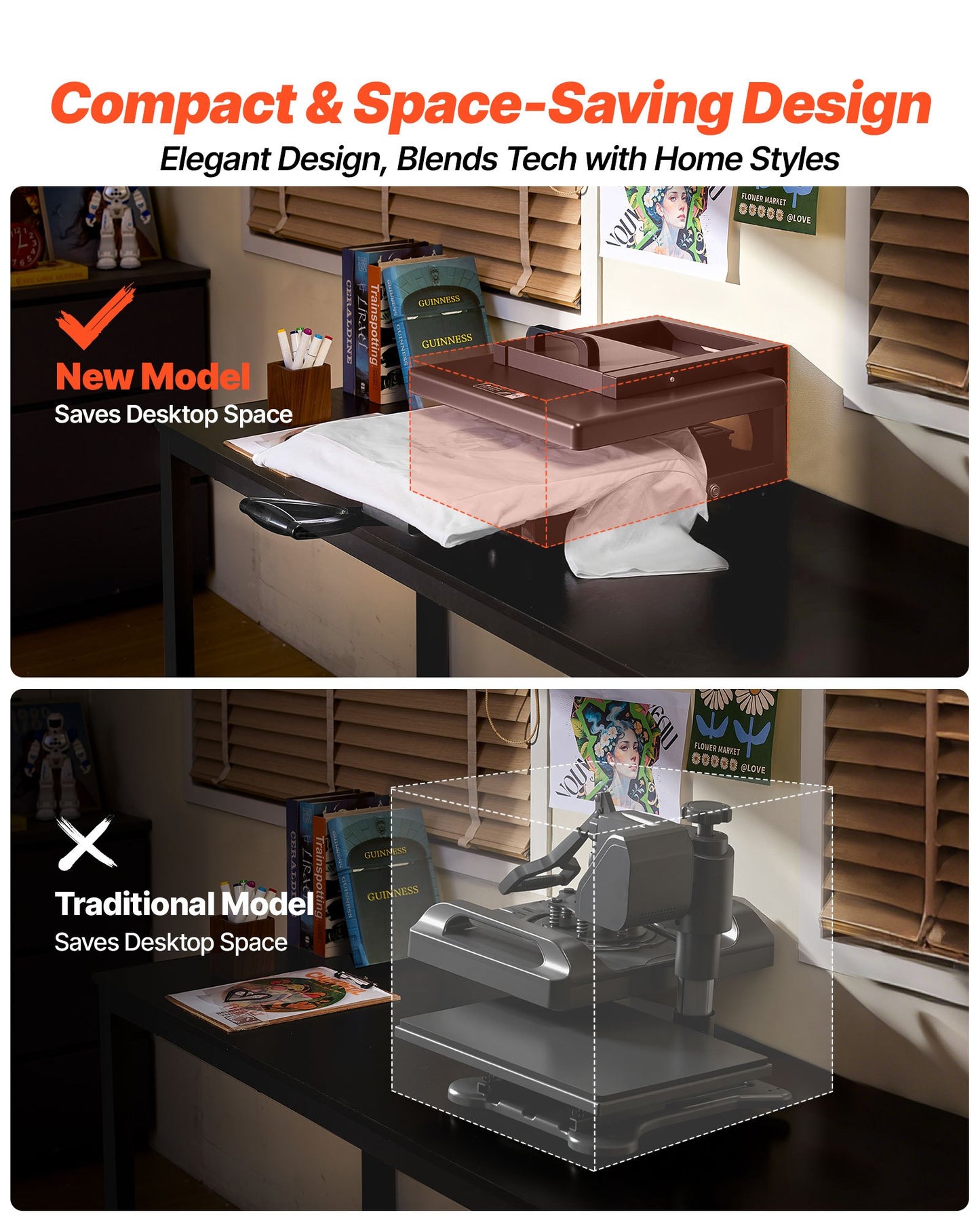 Hybrid-Heißpresse, 380 x 380 mm, 5-in-1-Multifunktion, schnelles und gleichmäßiges Aufheizen, patentiertes Design, einfache Bedienung, Sublimationspresse für T-Shirts, Tassen, Becher, Kappen und Teller, Schwarz