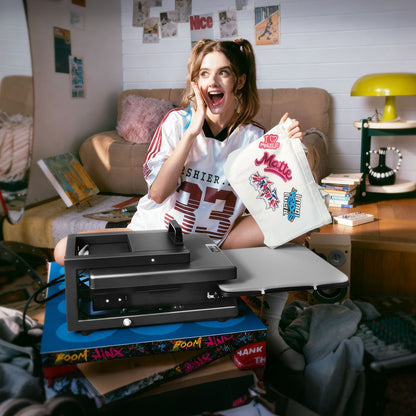 Hybrid-Heißpresse, 380 x 380 mm, 5-in-1-Multifunktion, schnelles und gleichmäßiges Aufheizen, patentiertes Design, einfache Bedienung, Sublimationspresse für T-Shirts, Tassen, Becher, Kappen und Teller, Schwarz