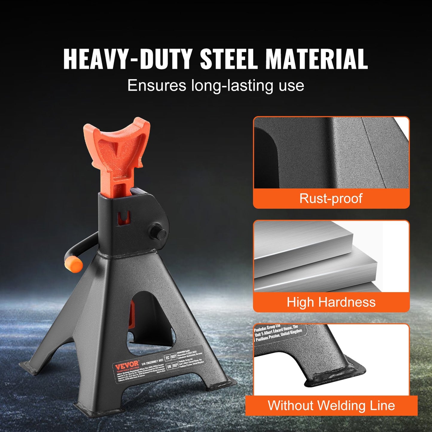 Jack Stands, 3 Ton (6,000 lbs) Capacity Car Jack Stands, 10.8-16.3 inch Adjustable Height, for lifting SUV, Pickup Truck, Car and UTV/ATV, Red, 1 Pair