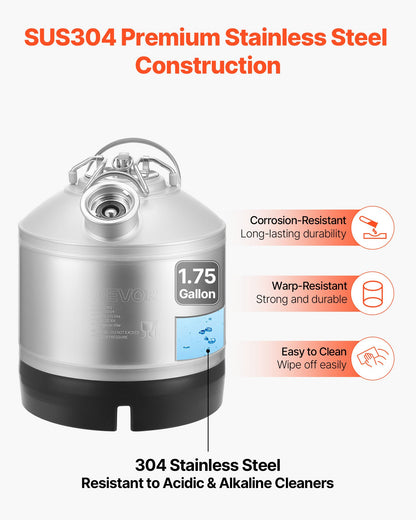 Reinigungsset für Bierleitungen (6,5 l) mit D-Kupplung und Gummifuß, geeignet für Bierleitungen, aus Edelstahl 304