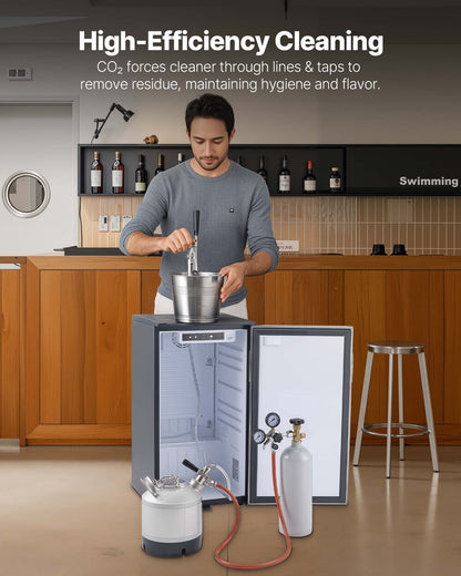 Reinigungsset für Bierleitungen (6,5 l) mit D-Kupplung und Gummifuß, geeignet für Bierleitungen, aus Edelstahl 304