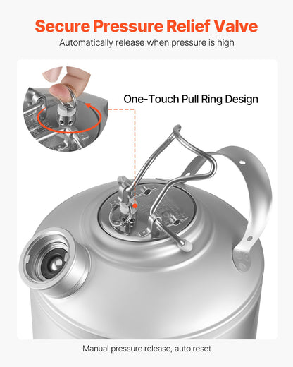 Reinigungsset für Bierleitungen (6,5 l) mit D-Kupplung und Gummifuß, geeignet für Bierleitungen, aus Edelstahl 304