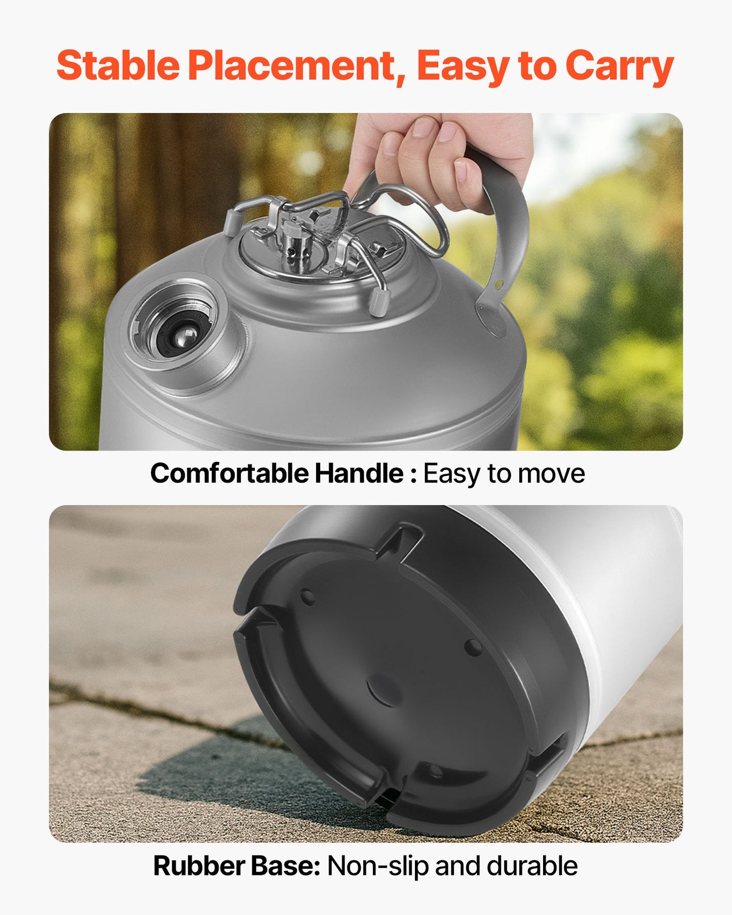 Reinigungsset für Bierleitungen (6,5 l) mit D-Kupplung und Gummifuß, geeignet für Bierleitungen, aus Edelstahl 304