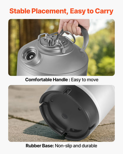 Reinigungsset für Bierleitungen (6,5 l) mit D-Kupplung und Gummifuß, geeignet für Bierleitungen, aus Edelstahl 304