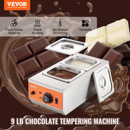 Chocolate Tempering Machine Chocolate Melting Pot 4.1 kg 2 Tanks
