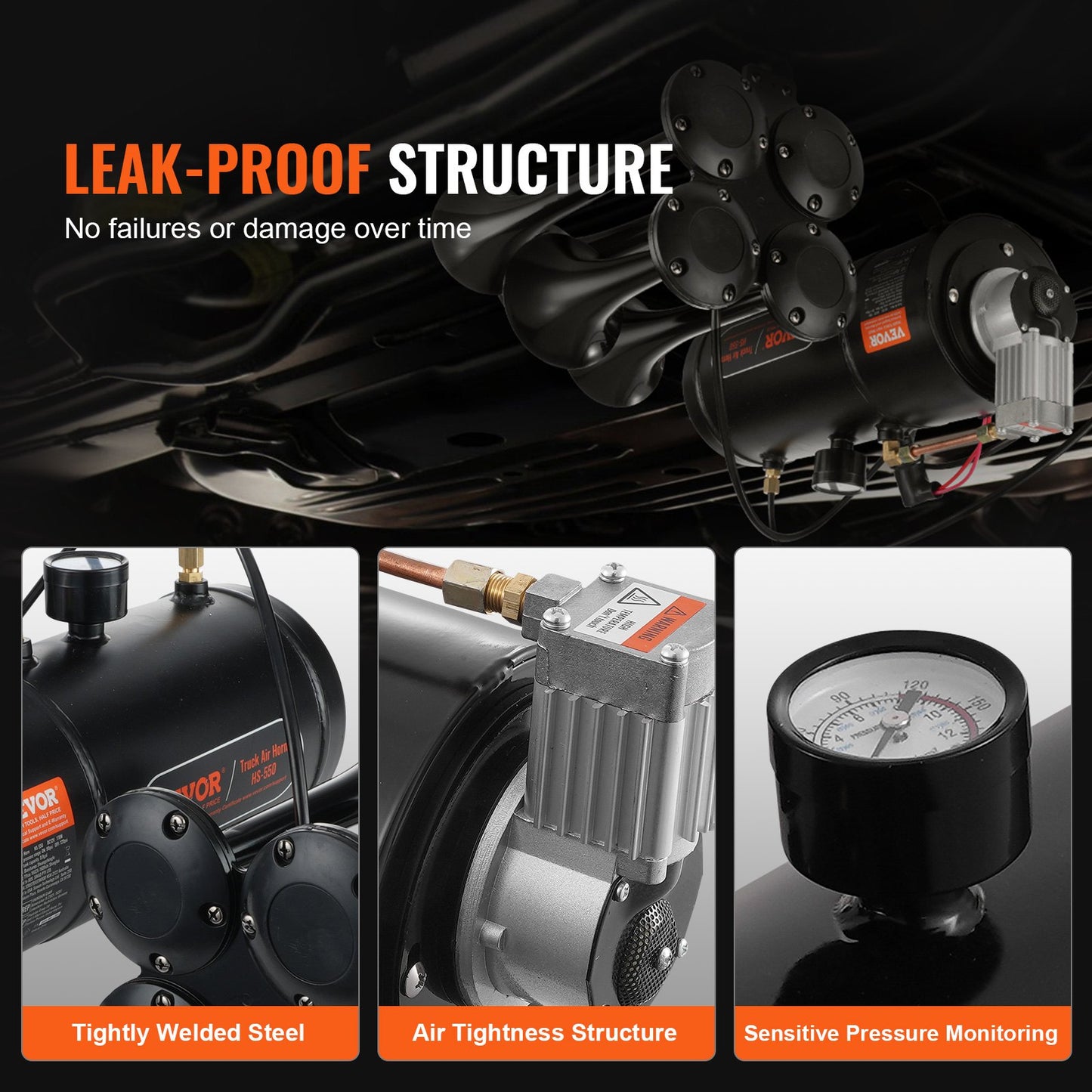 12V Air Compressor with Tank 0.8 Gallon/3 L, Train Horn Air Compressor, 120 psi Working Pressure Onboard Air Compressor System for Train Air Horns, Inflating Tires, Air Mattresses