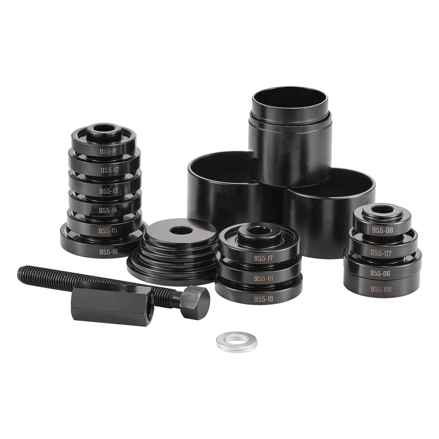 Radlager-Auszieher-Set, 23-teilig, für den Aus- und Einbau von Radlagern an Vorderrädern, inklusive Gleitschraube, Buchsen, Hülsen und Aufbewahrungskoffer