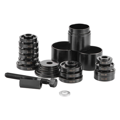 Radlager-Auszieher-Set, 23-teilig, für den Aus- und Einbau von Radlagern an Vorderrädern, inklusive Gleitschraube, Buchsen, Hülsen und Aufbewahrungskoffer