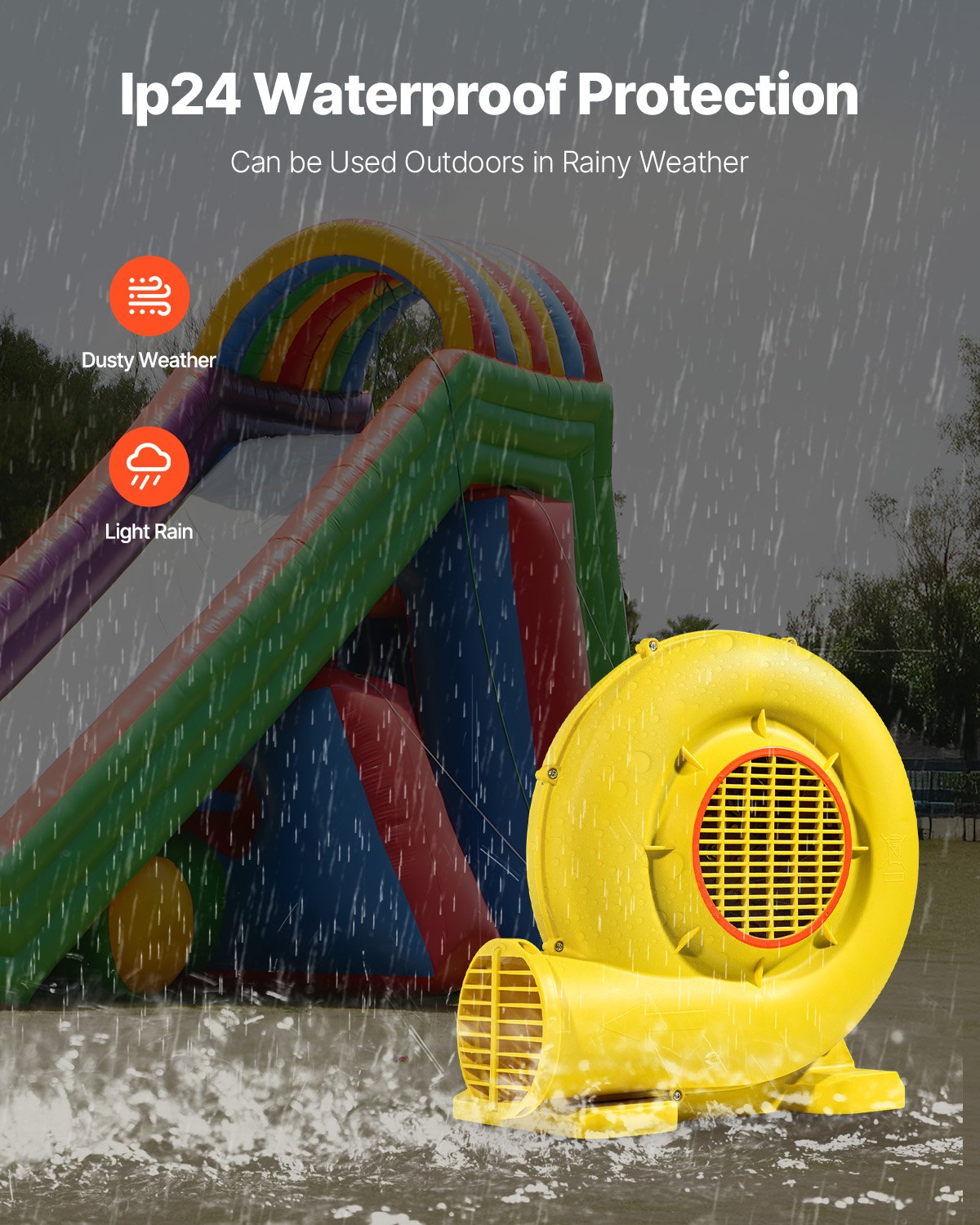 Aufblasbares Gebläse, 590 W &amp; 690 W, 1,0 PS, Gebläse für Hüpfburgen, gewerbliche Luftpumpe für aufblasbare Produkte, 2750 U/min, elektrischer Ventilator für Hüpfburgen und Wasserrutschen, gelb