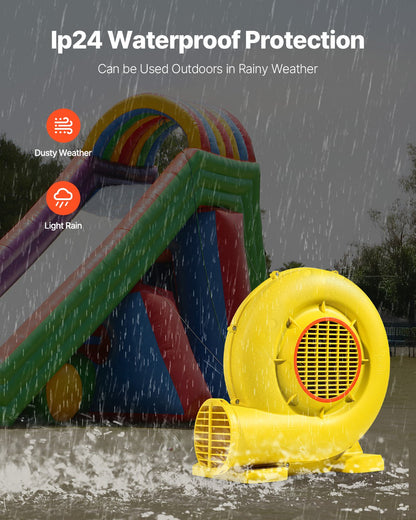 Aufblasbares Gebläse, 590 W &amp; 690 W, 1,0 PS, Gebläse für Hüpfburgen, gewerbliche Luftpumpe für aufblasbare Produkte, 2750 U/min, elektrischer Ventilator für Hüpfburgen und Wasserrutschen, gelb