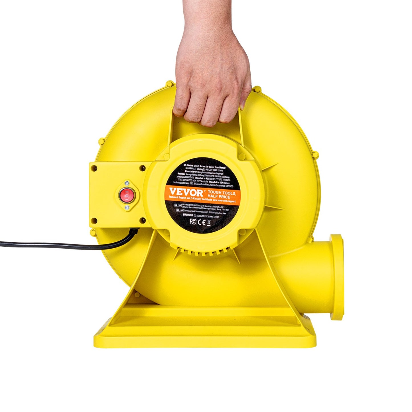 Aufblasbares Gebläse, 590 W &amp; 690 W, 1,0 PS, Gebläse für Hüpfburgen, gewerbliche Luftpumpe für aufblasbare Produkte, 2750 U/min, elektrischer Ventilator für Hüpfburgen und Wasserrutschen, gelb