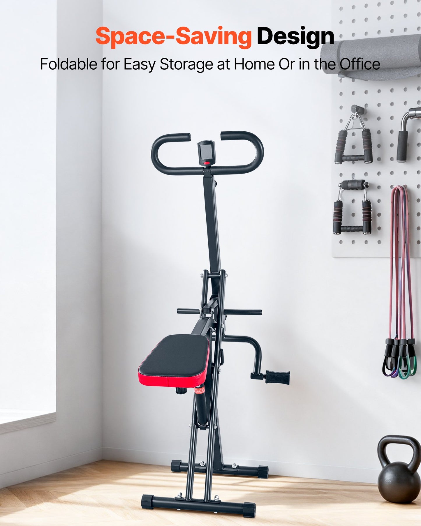 Squat-Maschine, Rudermaschine für tiefe Kniebeugen zu Hause, einfach aufzubauen und zusammenklappbar, Gesäßmuskeltrainer mit 12-stufigem, einstellbarem Widerstand, Trainingsgerät für Gesäß und Beine, Schwarz