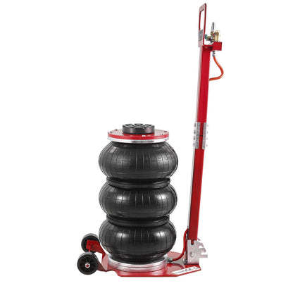 Air Jack, 3 Ton/3000 kg Triple Bag Air Jack, Airbag Jack with Six Steel Pipes, Lift up to 44.9 cm, 3-5 s Fast Lifting Pneumatic Jack, with Adjustable Long Handle for Cars, Garages, Repair (Red)