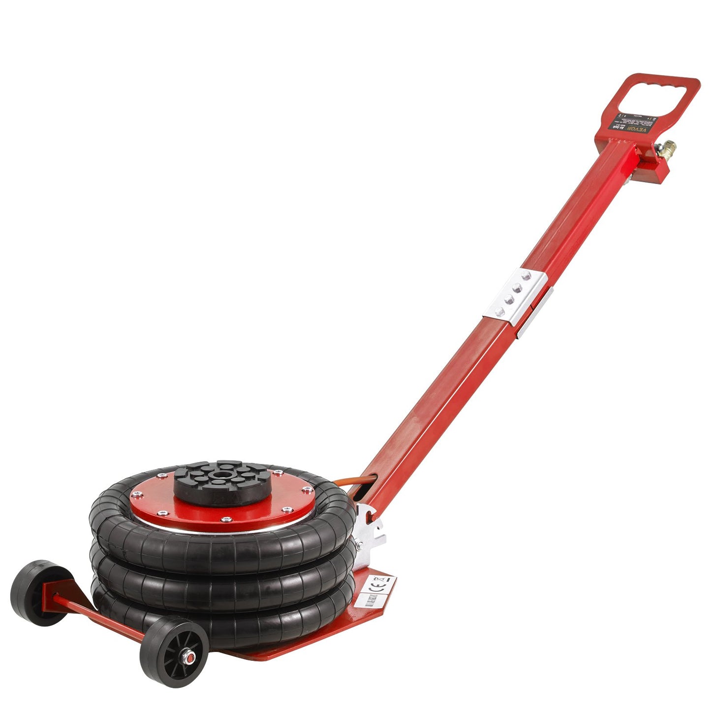 Air Jack, 3 Ton/3000 kg Triple Bag Air Jack, Airbag Jack with Six Steel Pipes, Lift up to 44.9 cm, 3-5 s Fast Lifting Pneumatic Jack, with Adjustable Long Handle for Cars, Garages, Repair (Red)