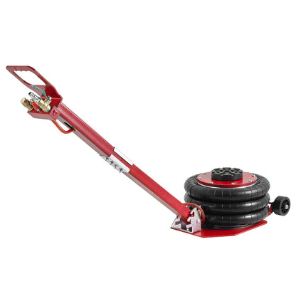 Air Jack, 3 Ton/3000 kg Triple Bag Air Jack, Airbag Jack with Six Steel Pipes, Lift up to 44.9 cm, 3-5 s Fast Lifting Pneumatic Jack, with Adjustable Long Handle for Cars, Garages, Repair (Red)