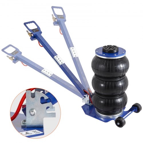 Air Jack, 3 Ton/3000 kg Triple Bag Air Jack, Airbag Jack with Six Steel Pipes, Lift up to 44.9cm, 3-5 s Fast Lifting Pneumatic Jack, with Adjustable Long Handles for Cars, Garages, Repair (Blue)