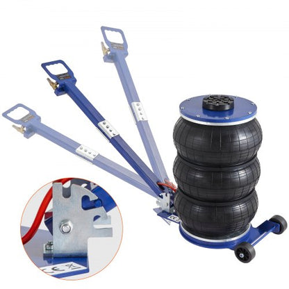 Air Jack, 5 Ton/11000 lbs Triple Bag Air Jack, Airbag Jack with Six Steel Pipes, Lift up to 18.5 inch/470 mm, 3-5 s Fast Lifting Pneumatic Jack, with Adjustable Handle for Car, Garage, Repair
