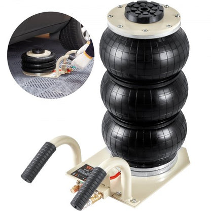 Air Jack, 3 Ton/6600 lbs Triple Bag Air Jack, Airbag Jack with Six Steel Pipes, Lift up to 17.7 inch/450 mm, 3-5 s Fast Lifting Pneumatic Jack, with Side Handles for Car, Garage, Repair (White)