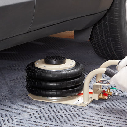 Air Jack, 3 Ton/6600 lbs Triple Bag Air Jack, Airbag Jack with Six Steel Pipes, Lift up to 17.7 inch/450 mm, 3-5 s Fast Lifting Pneumatic Jack, with Side Handles for Car, Garage, Repair (White)